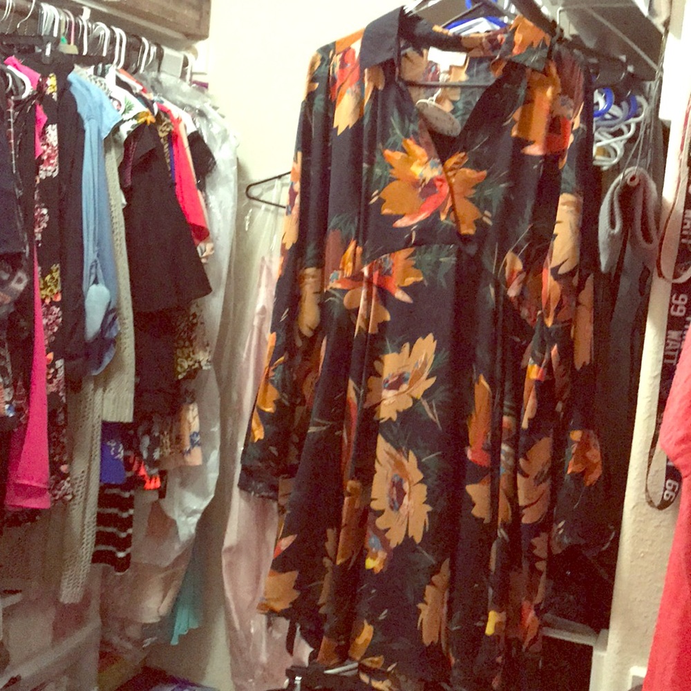 Long sleeve floral boho dress